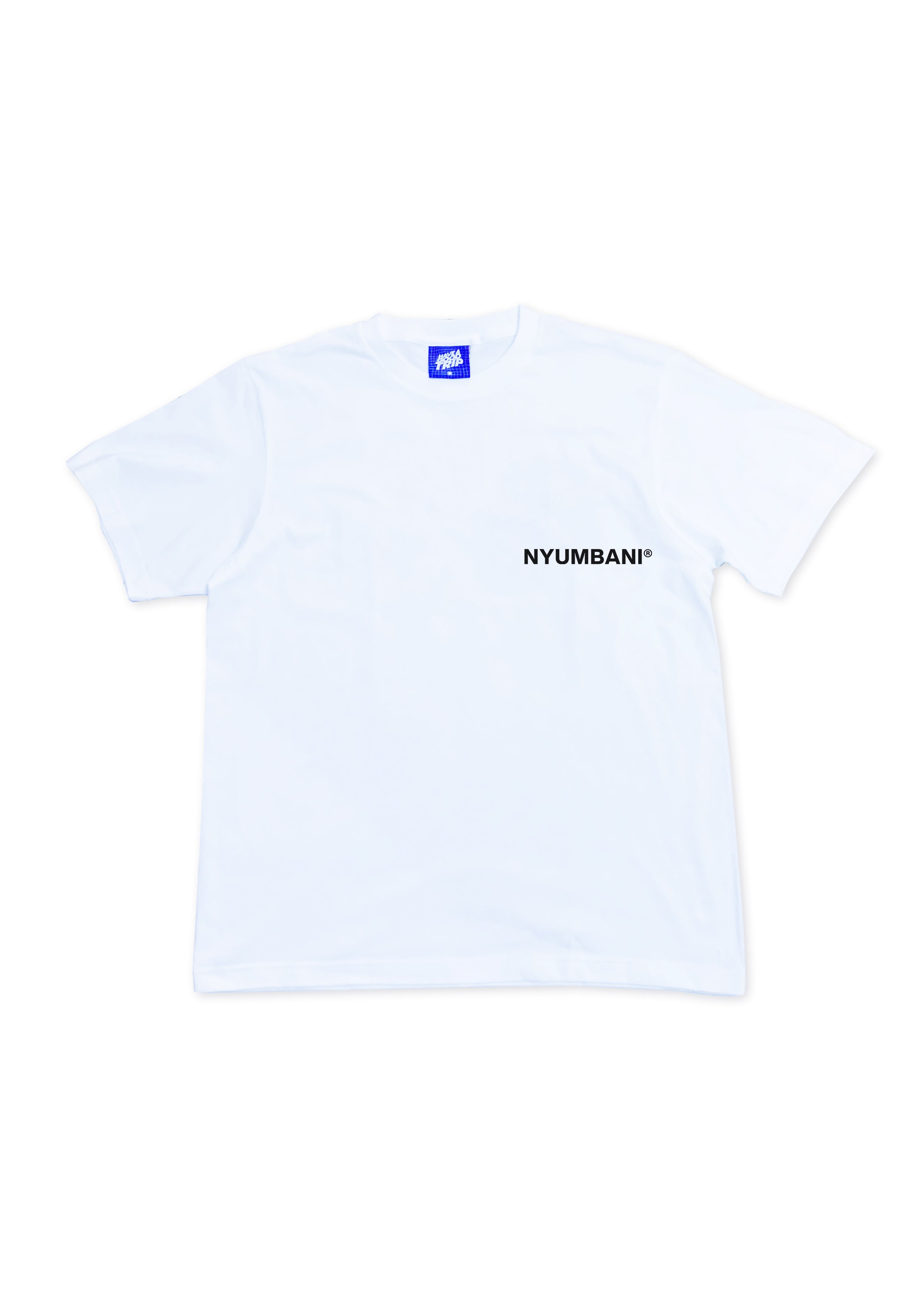 NYUMBANI White T-Shirt with Black Ink