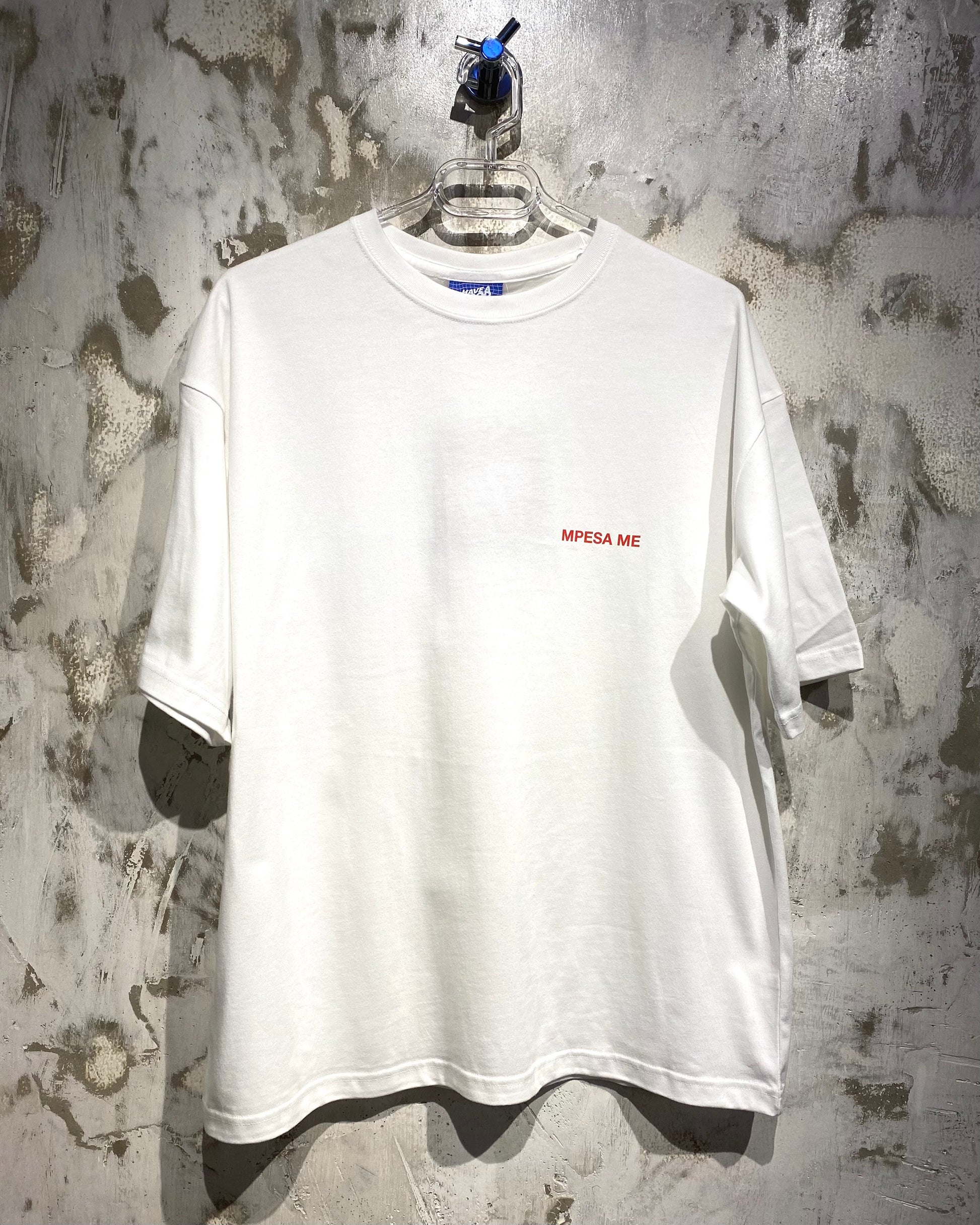 Mpesa Me White T-Shirt with Red Ink